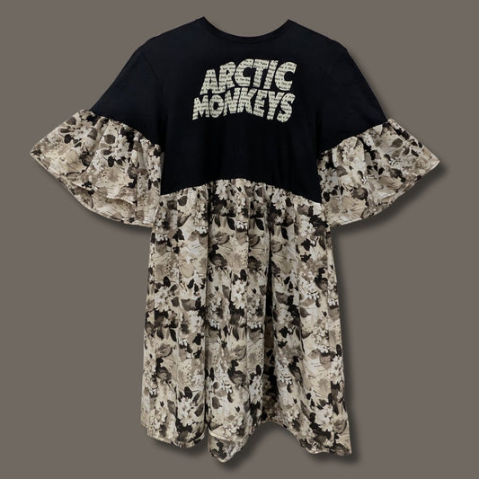 Arctic Monkeys - Grey Floral Print Smock Dress (S)