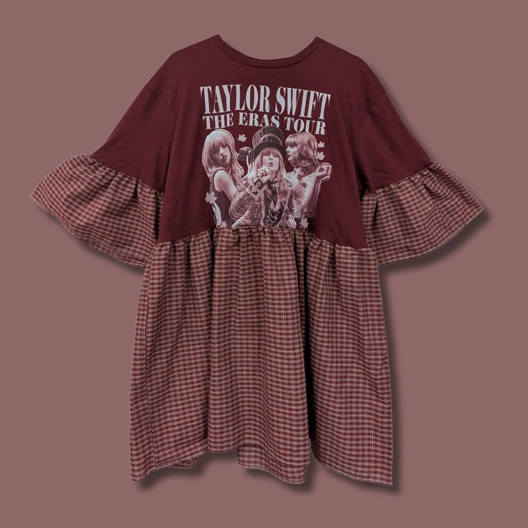 Taylor Swift - Burgundy Check Smock Dress (XL)