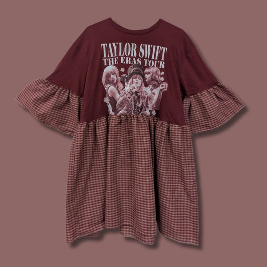 Taylor Swift - Burgundy Check Smock Dress (XL)