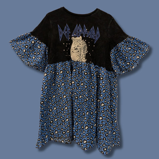 Def Leppard - Blue Leopard Print Smock Dress (2XL/3XL)