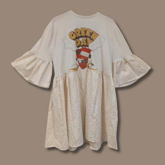 Green Day - Cream & Gold Star Print Smock Dress (2XL)