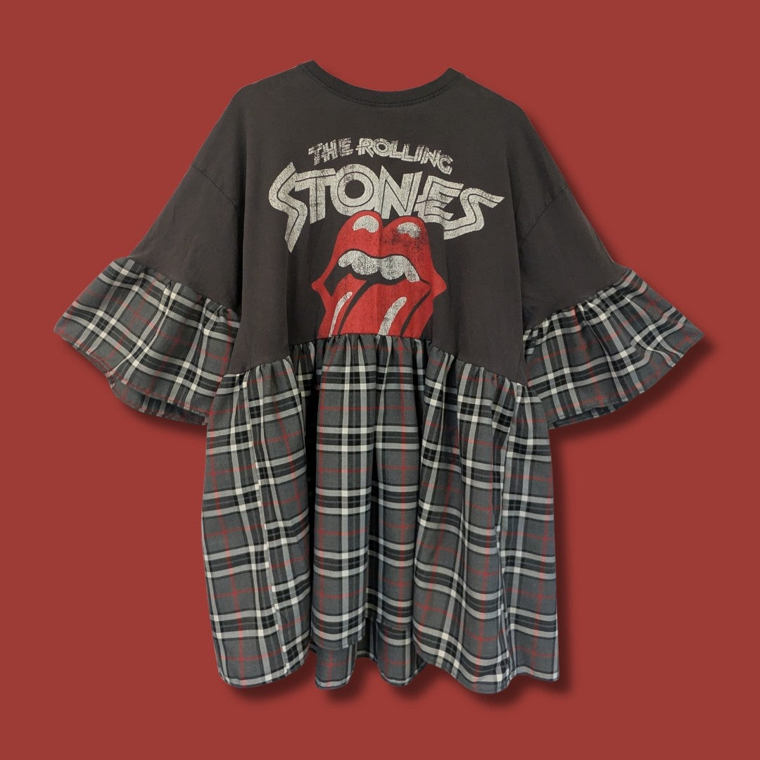 The Rolling Stones - Grey Tartan Smock Dress (XL)
