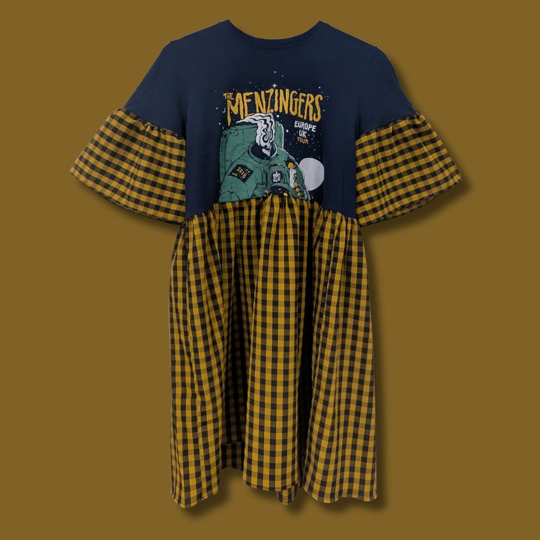 The Menzingers - Yellow & Black Gingham Smock Dress (S)