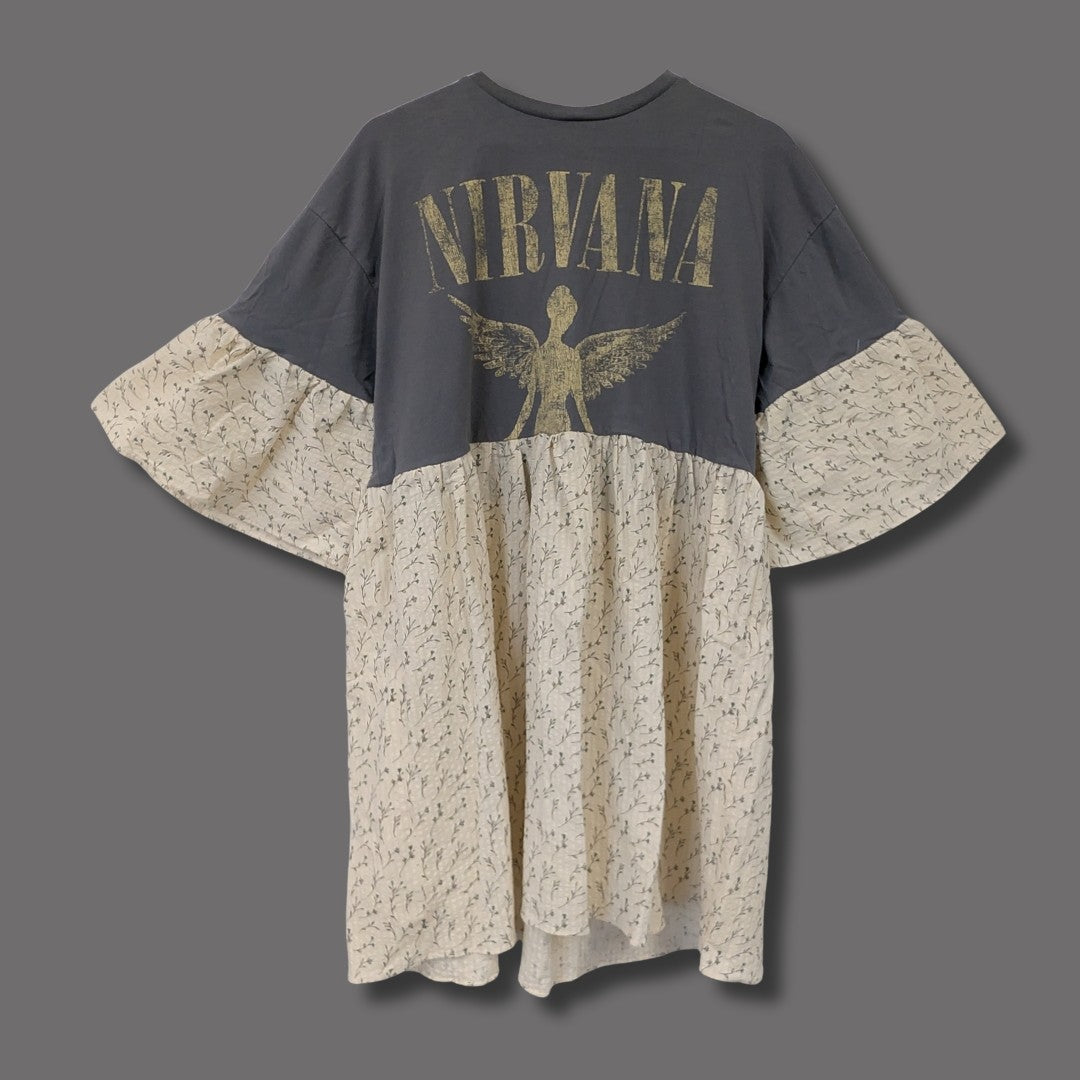 Nirvana - Cream Floral Print Smock Dress (L)