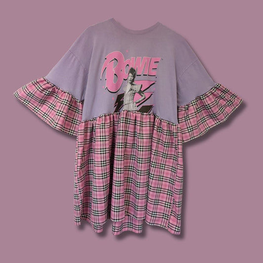 David Bowie - Bubblegum Pink Tartan Smock Dress (2XL)