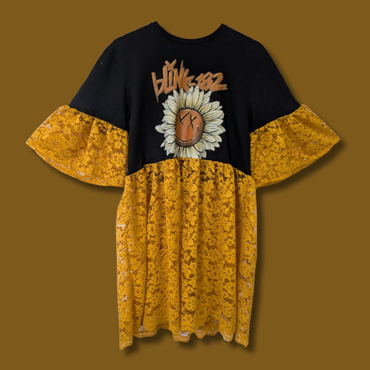 Blink-182 - Mustard Lace Smock Dress (M)