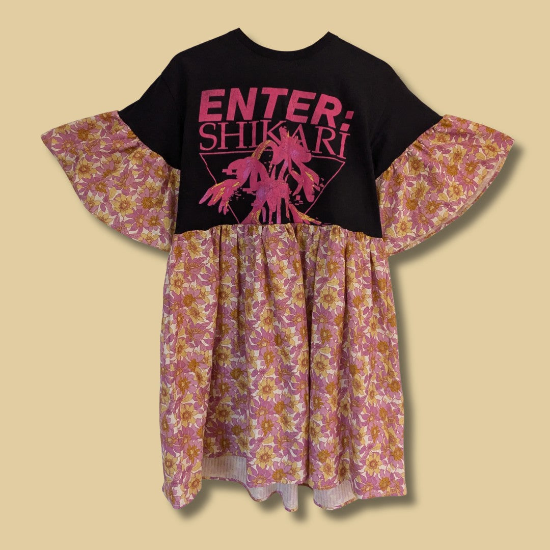 Enter Shikari - Pink & Yellow Floral Print Smock Dress (M)