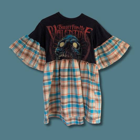 Bullet For My Valentine - Turquoise & Orange Tartan Smock Dress (M)