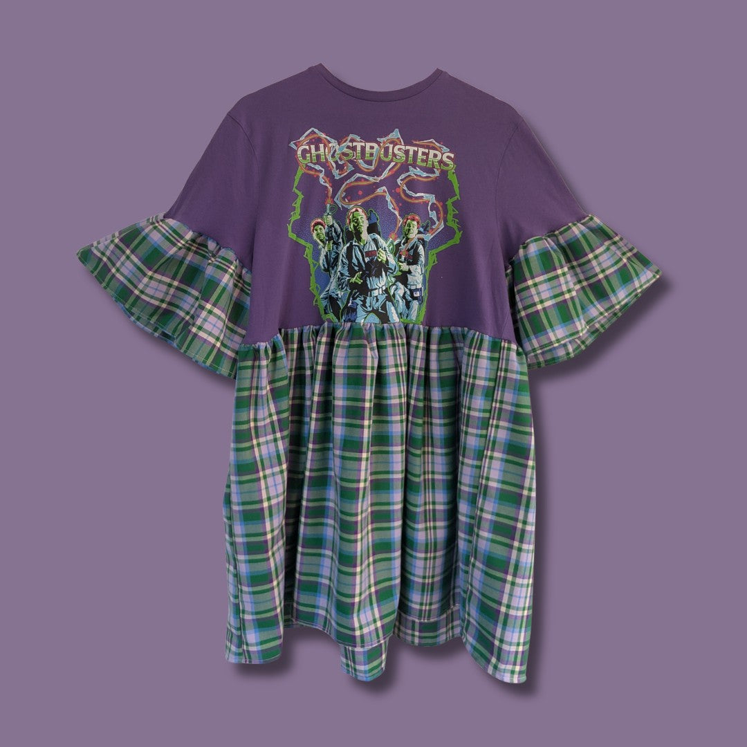 Ghostbusters - Purple & Green Tartan Smock Dress (L)