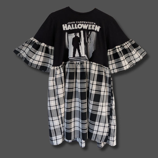 Halloween - Black & White Tartan Smock Dress (L)
