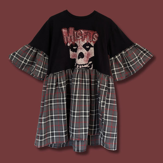 Misfits - Grey & Red Tartan Smock Dress (L)