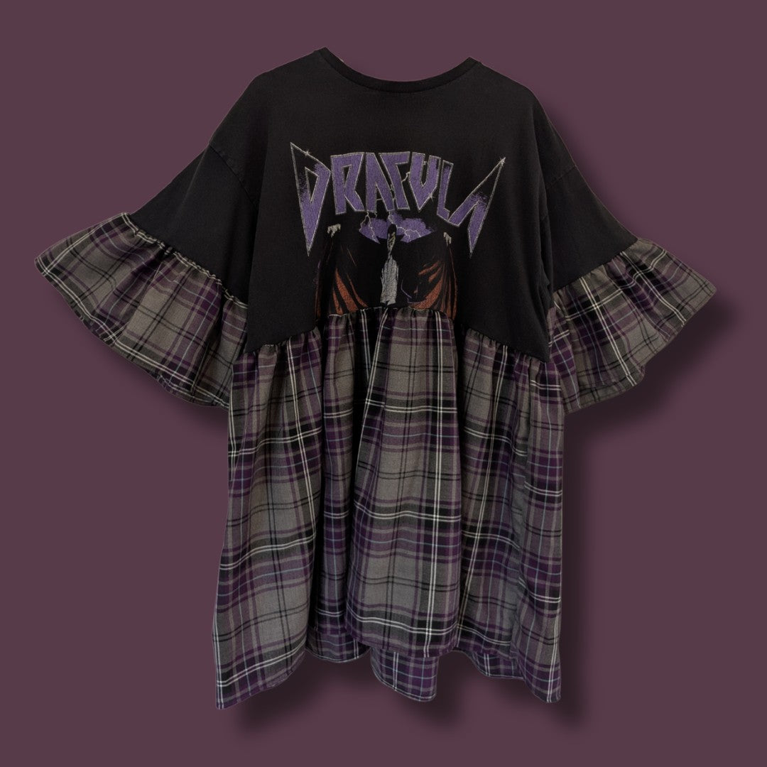 Dracula - Grey & Purple Tartan Smock Dress (2XL)