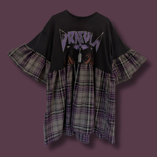 Dracula - Grey & Purple Tartan Smock Dress (2XL)