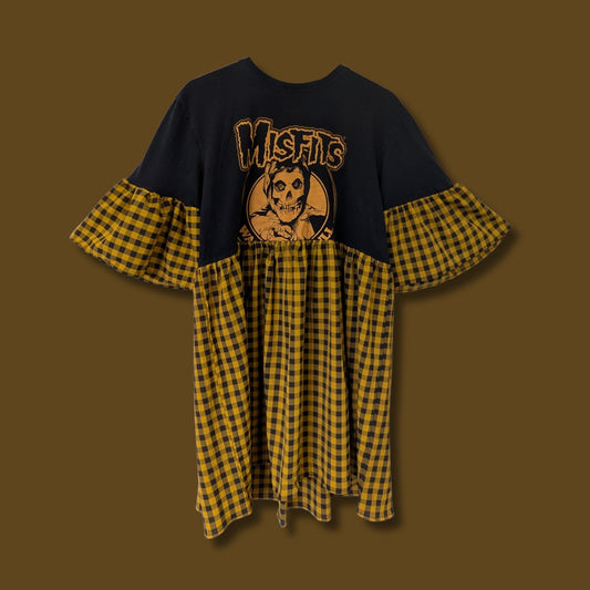 Misfits - Black & Yellow Gingham Smock Dress (L)