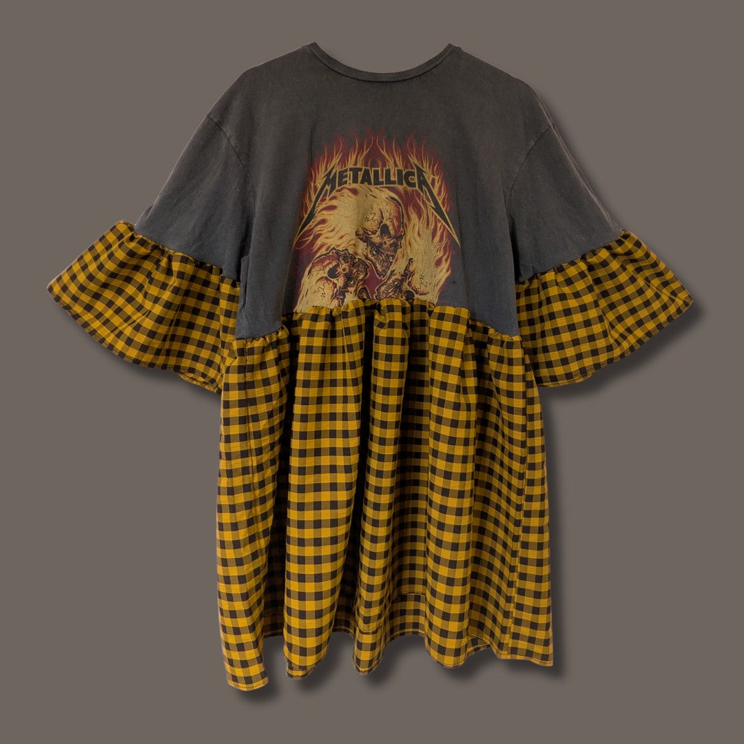 Metallica - Black & Yellow Gingham Smock Dress (L)