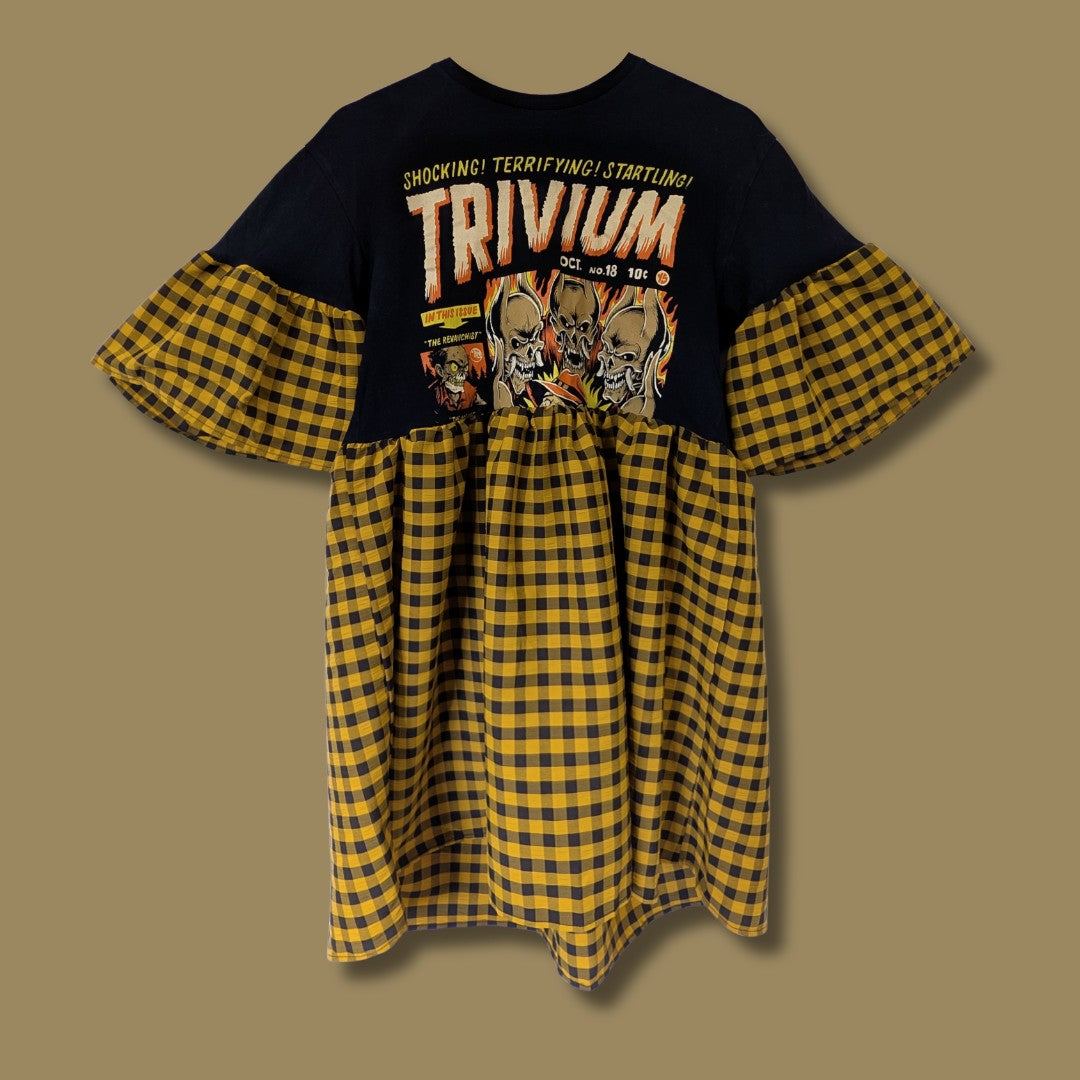 Trivium - Black & Yellow Gingham Smock Dress (S)