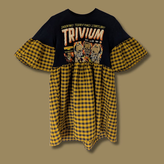 Trivium - Black & Yellow Gingham Smock Dress (S)