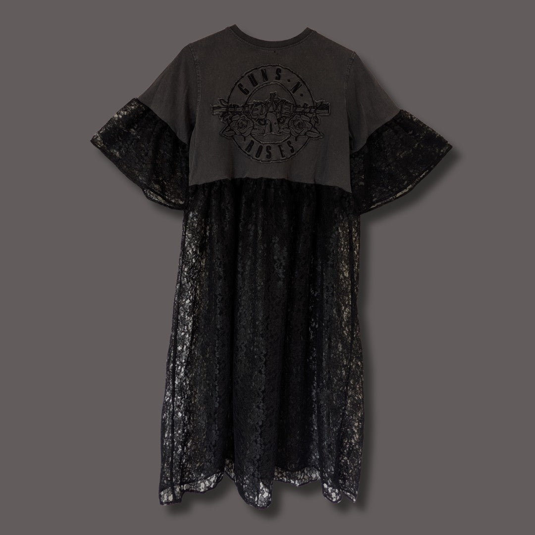 Guns n' Roses - Black Lace Midi Smock Dress (M)