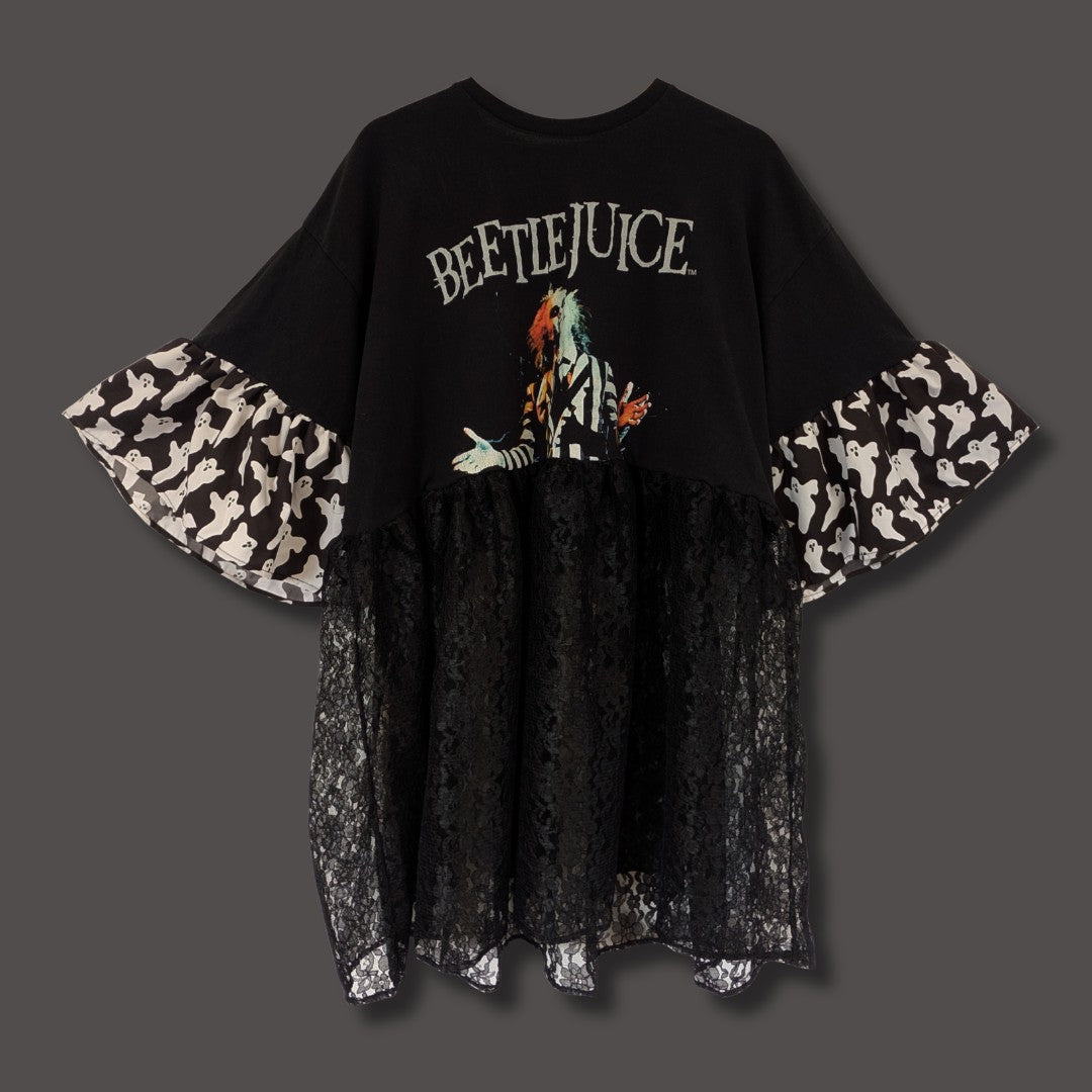 Beetlejuice - Black Lace & Ghost Sleeve Smock Dress (2XL)