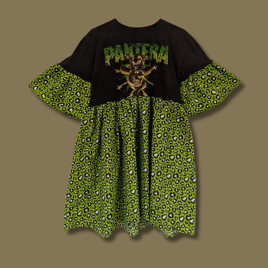 Pantera - Green Leopard Print Smock Dress (L)