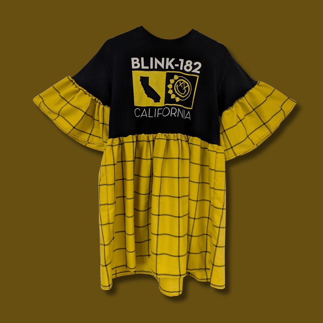 Blink-182 - Yellow Tartan Smock Dress (M)