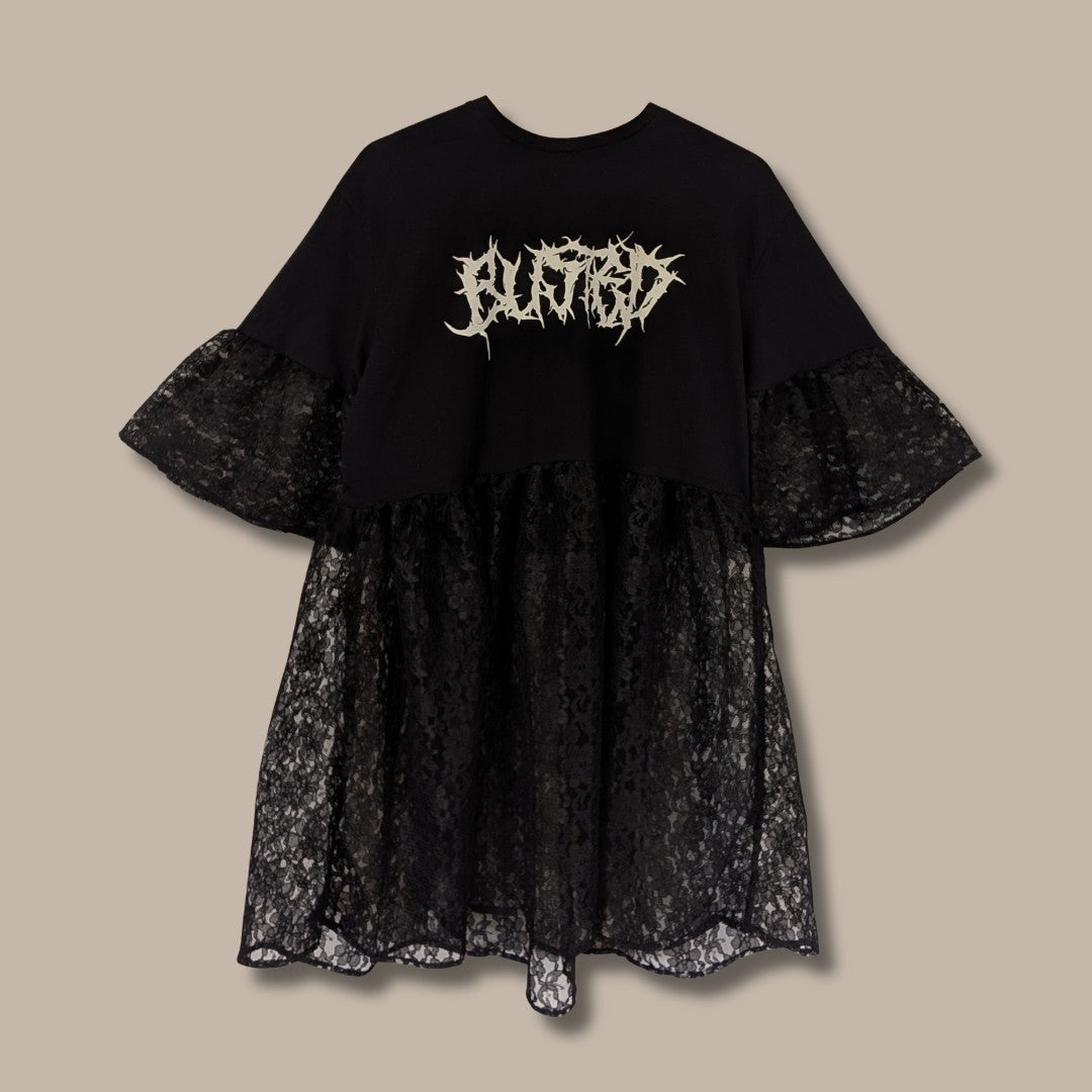 Busted - Black Lace Smock Dress (L)