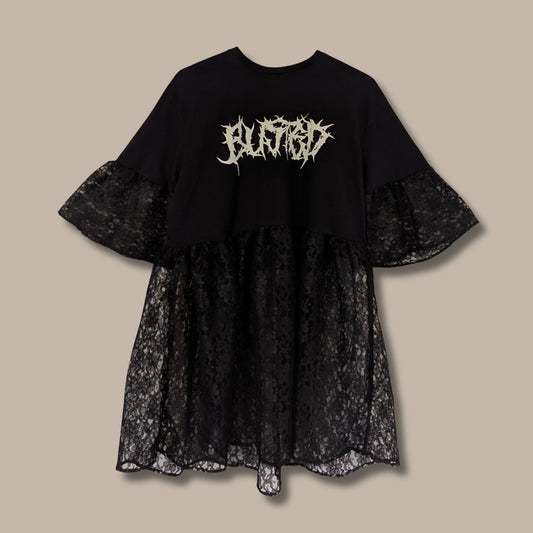 Busted - Black Lace Smock Dress (L)