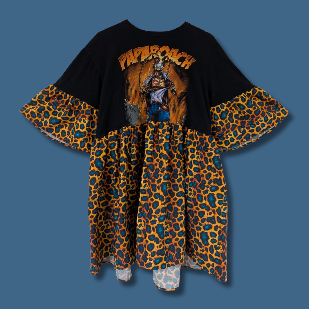 Papa Roach - Orange & Blue Leopard Print Smock Dress (2XL)