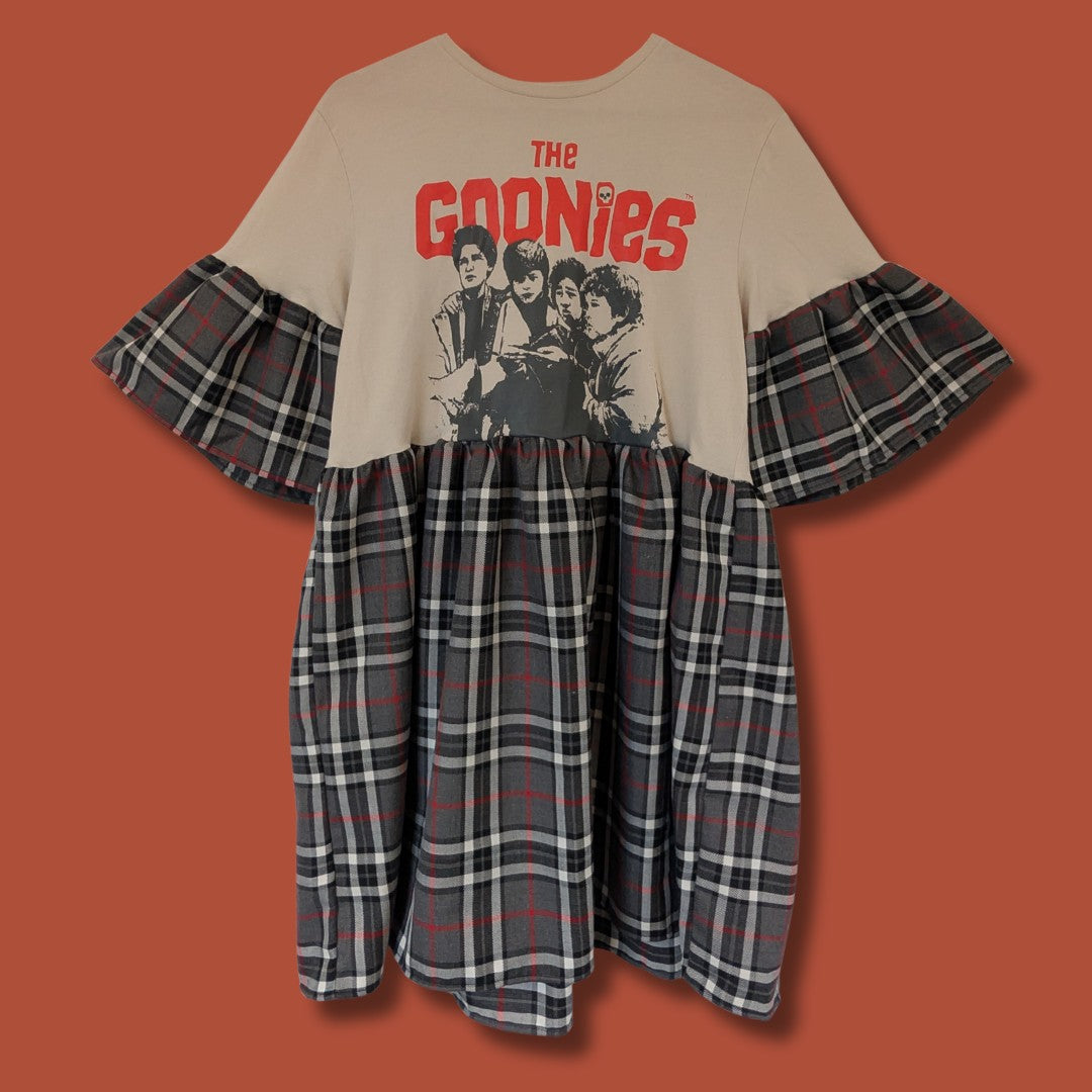 The Goonies - Grey & Red Tartan Smock Dress (M)