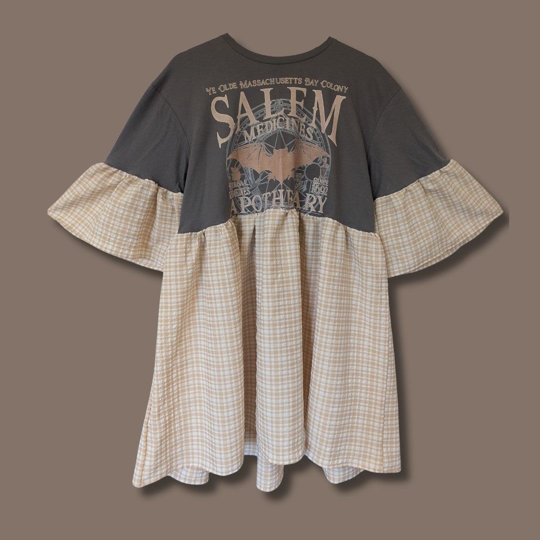 Salem Medicines - Cream Check Smock Dress (L)