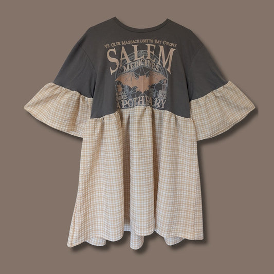 Salem Medicines - Cream Check Smock Dress (L)
