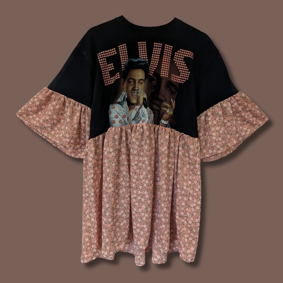 Elvis Presley - Dusty Pink Floral Print Smock Dress (L)