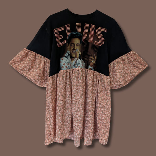 Elvis Presley - Dusty Pink Floral Print Smock Dress (L)