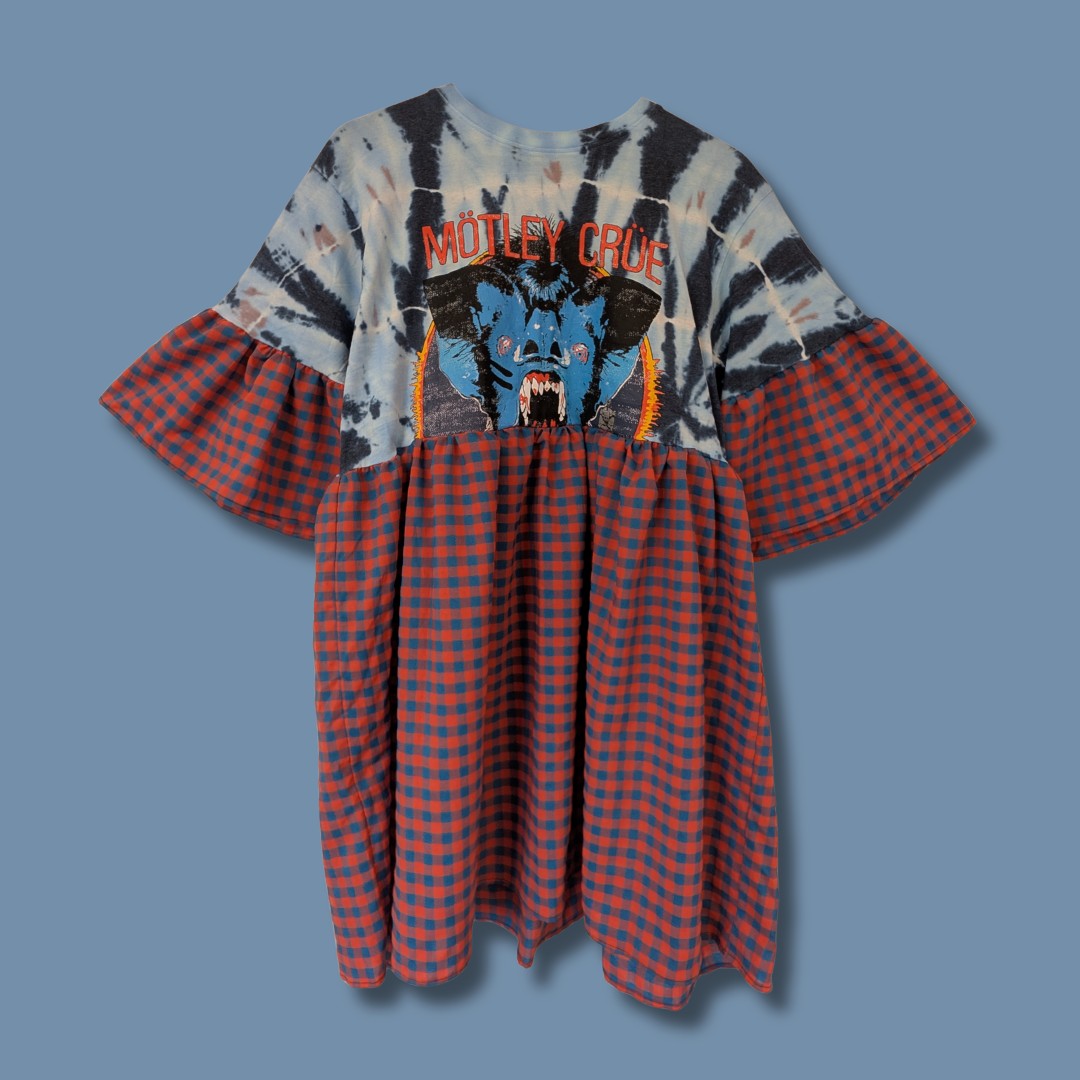 Motley Crue - Red & Blue Gingham Smock Dress (L)