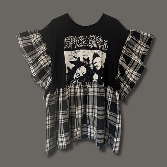 Spice Girls - Black & White Tartan Smock Dress (3XL)