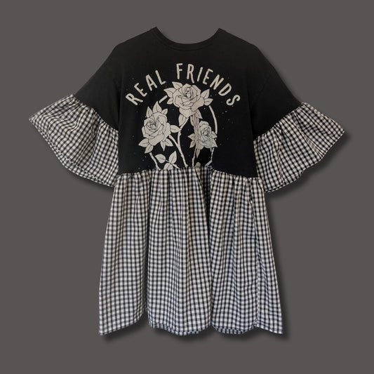 Real Friends - Black Gingham Smock Dress (L)