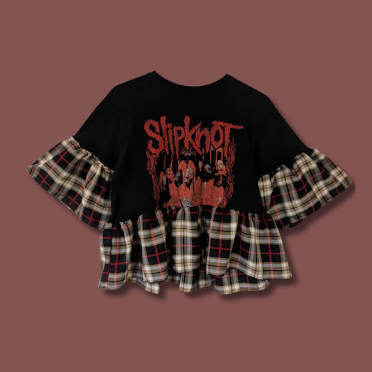 Slipknot - Cream & Red Tartan Smock Top (L)