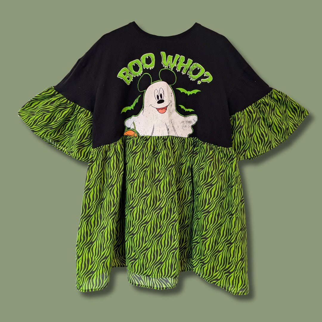 Boo Who - Green Zebra Print Smock Dress (XL/2XL)