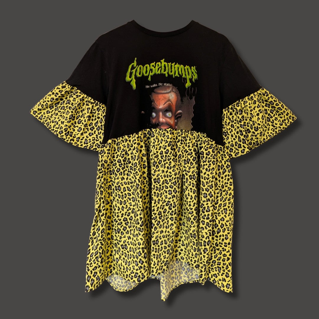 Goosebumps - Lime Leopard Print Smock Dress (L)