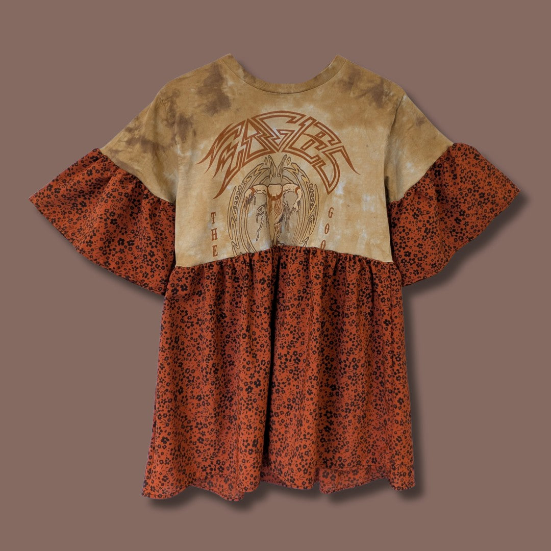 Eagles - Burnt Orange Floral Smock Dress (S)