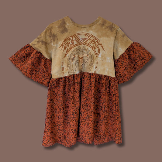 Eagles - Burnt Orange Floral Smock Dress (S)
