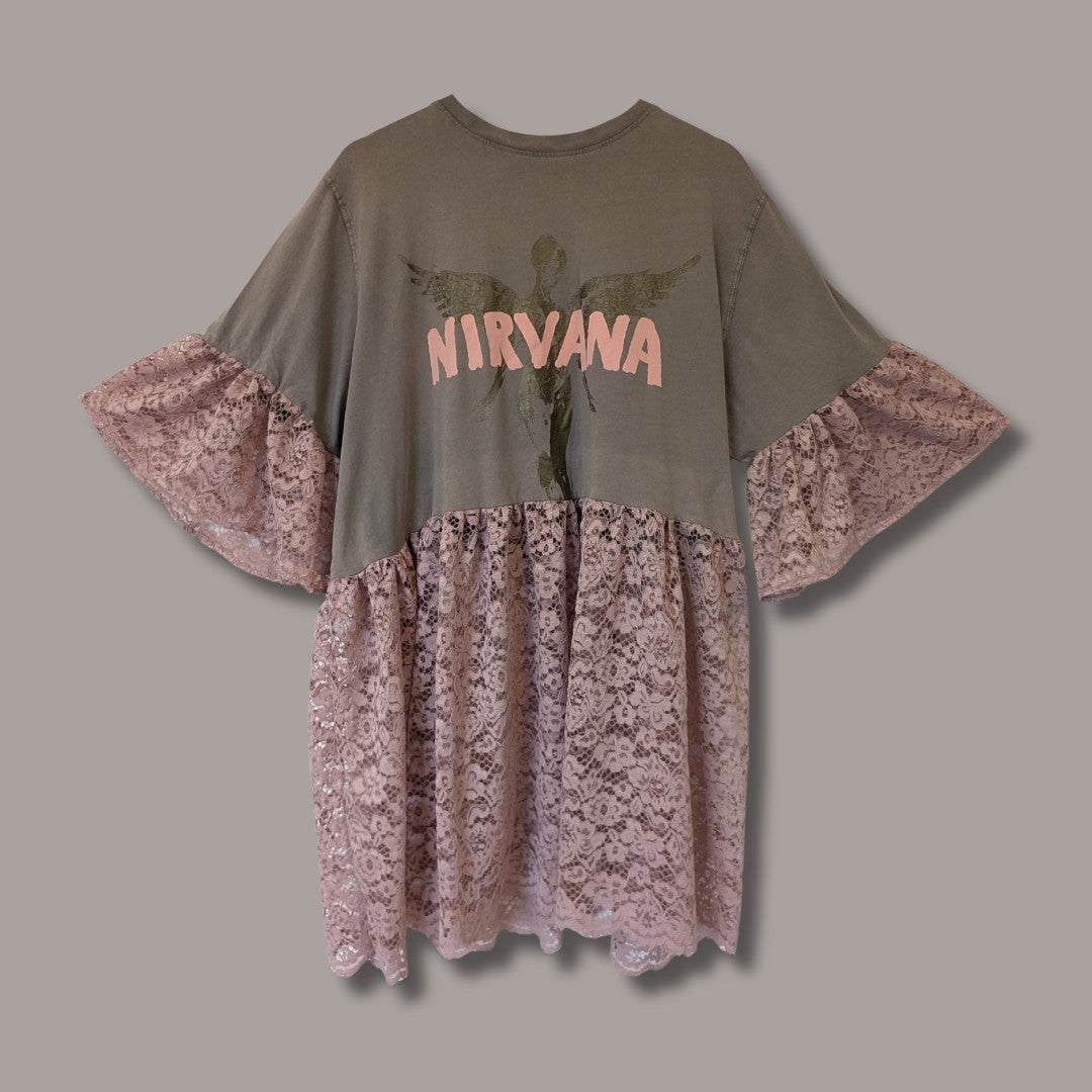 Nirvana - Dusty Pink Lace Smock Dress (3XL)