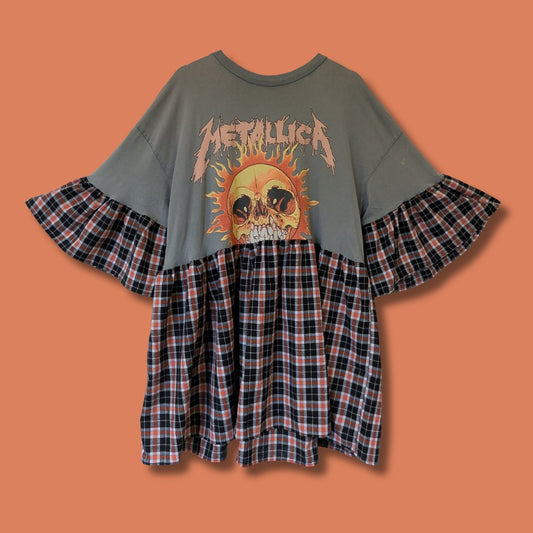 Metallica - Blue & Orange Tartan Smock Dress (2/3XL)