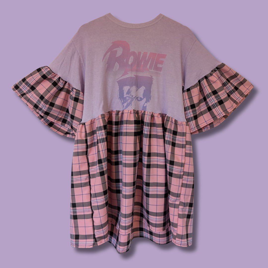 David Bowie - Pastel Pink Tartan Smock Dress (M)