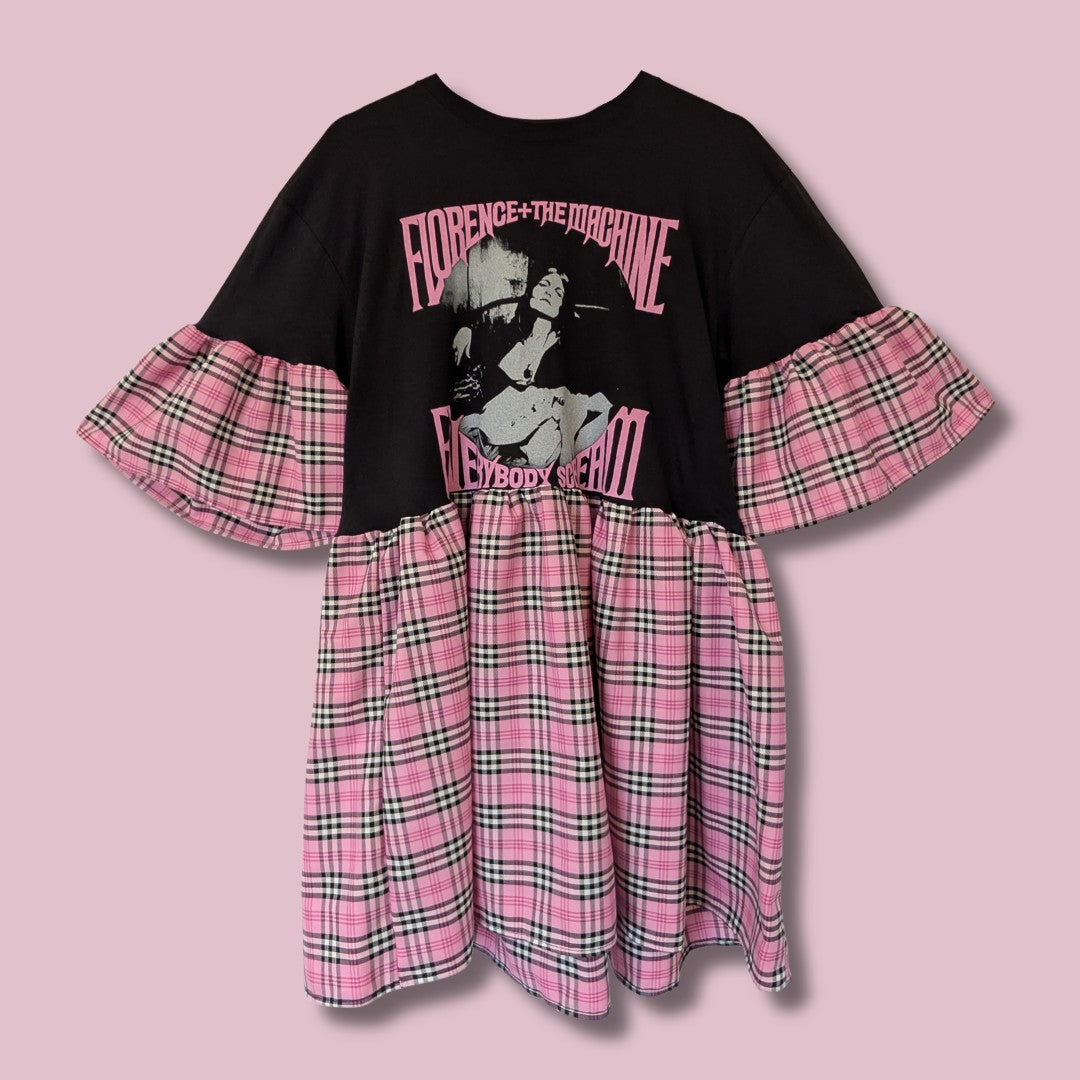 Florence and the Machine - Bubblegum Pink Tartan Smock Dress (L)
