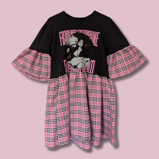 Florence and the Machine - Bubblegum Pink Tartan Smock Dress (L)