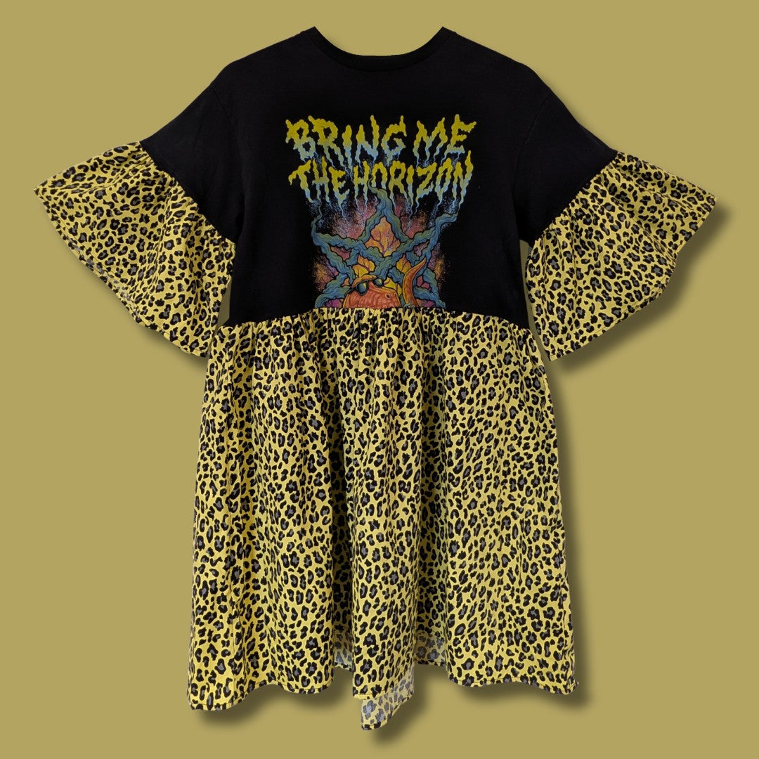 Bring Me The Horizon - Yellow Leopard Print Smock Dress (M)
