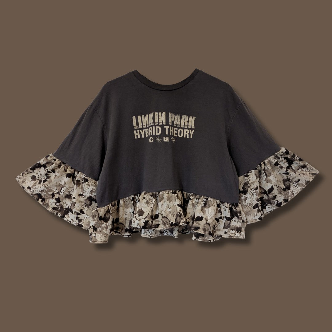 Linkin Park - White & Grey Floral Smock Top (XL/2XL)
