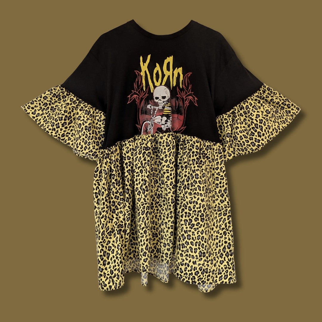 Korn - Lime Leopard Print Smock Dress (L)