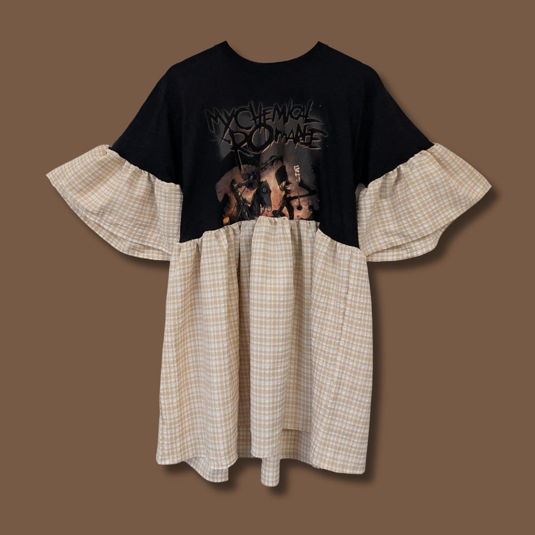 My Chemical Romance - Cream Tartan Smock Dress (M)